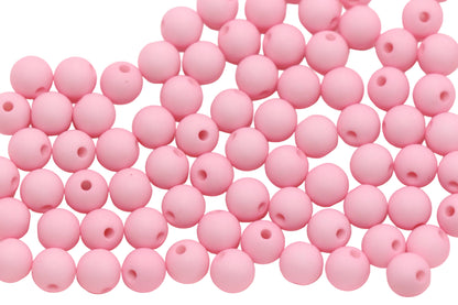 8mm Matte Light Pink Round Beads, Soft Pink Acrylic Beads #596