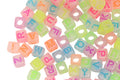 6mm Glow in the Dark Acrylic Cube Letter Beads #1102