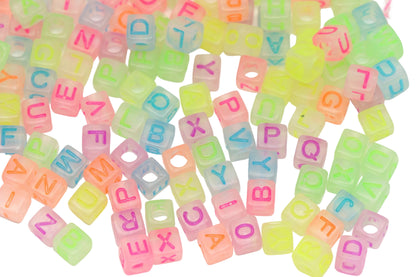 6mm Glow in the Dark Cube Letter Beads #1102