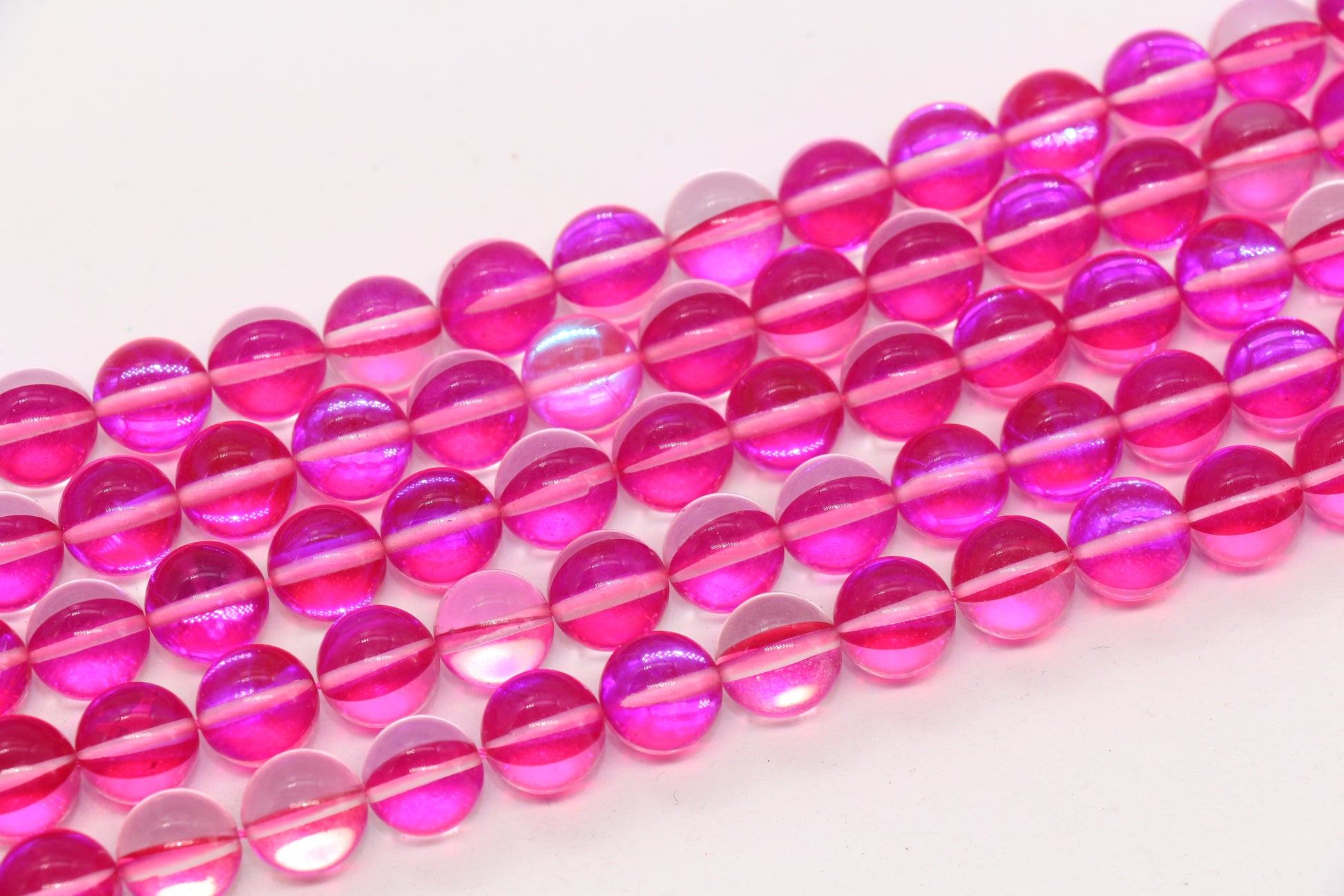 10mm Pink Moonstone Glass Beads #236