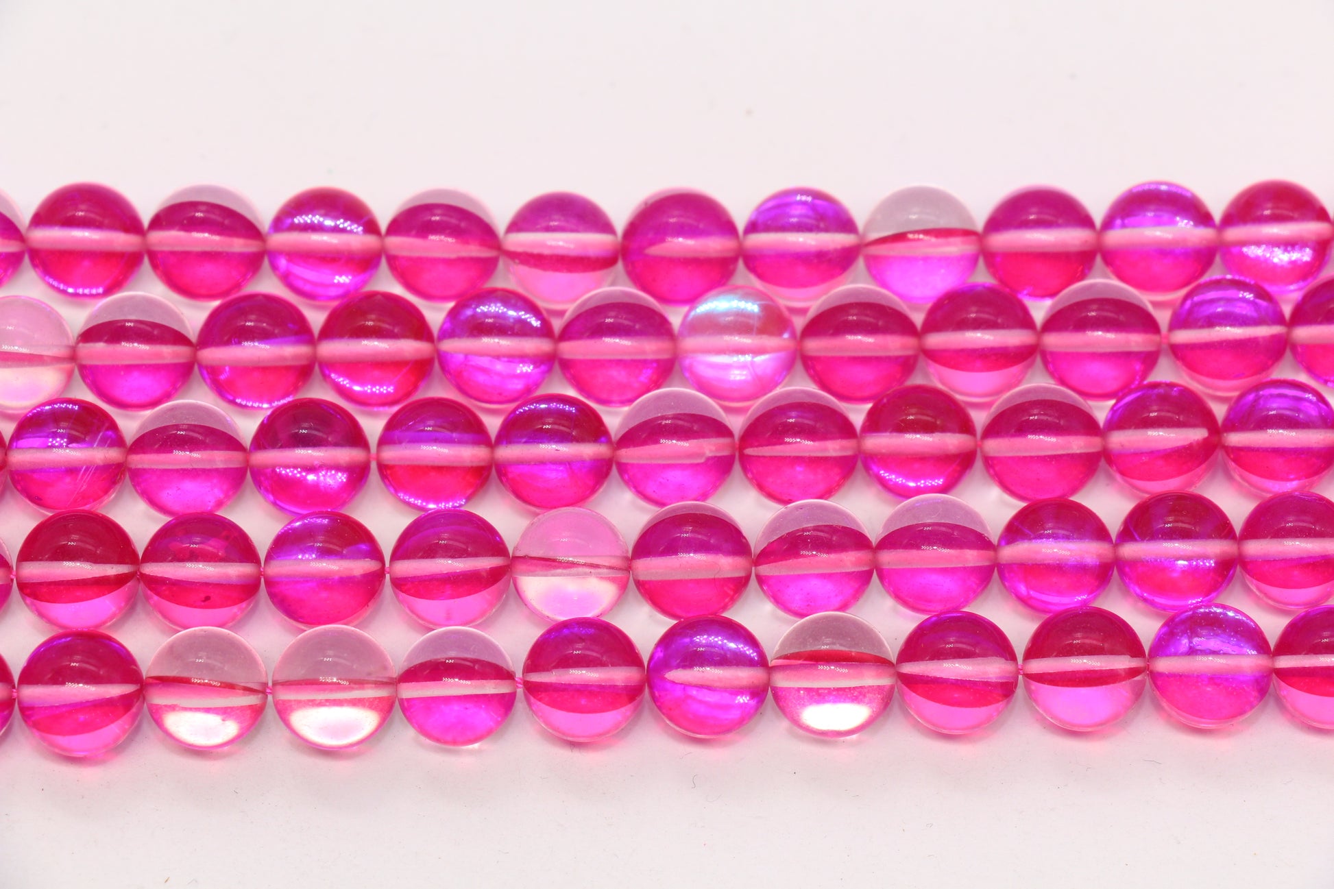 10mm Pink Moonstone Glass Beads #236
