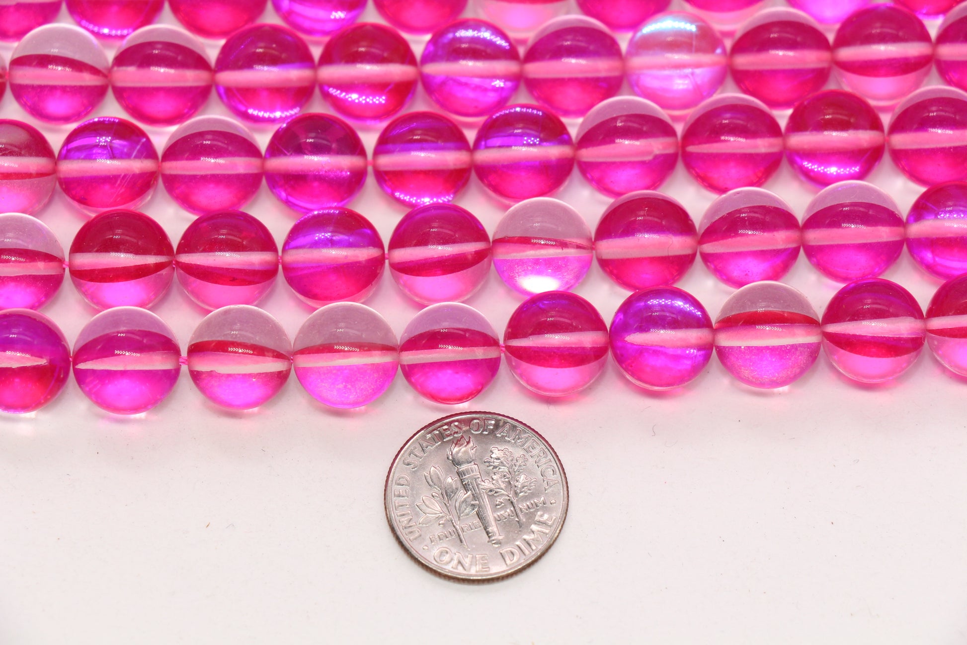 10mm Pink Moonstone Glass Beads #236