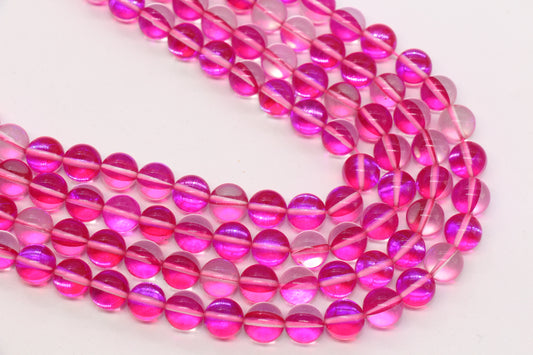 10mm Pink Moonstone Glass Beads #236