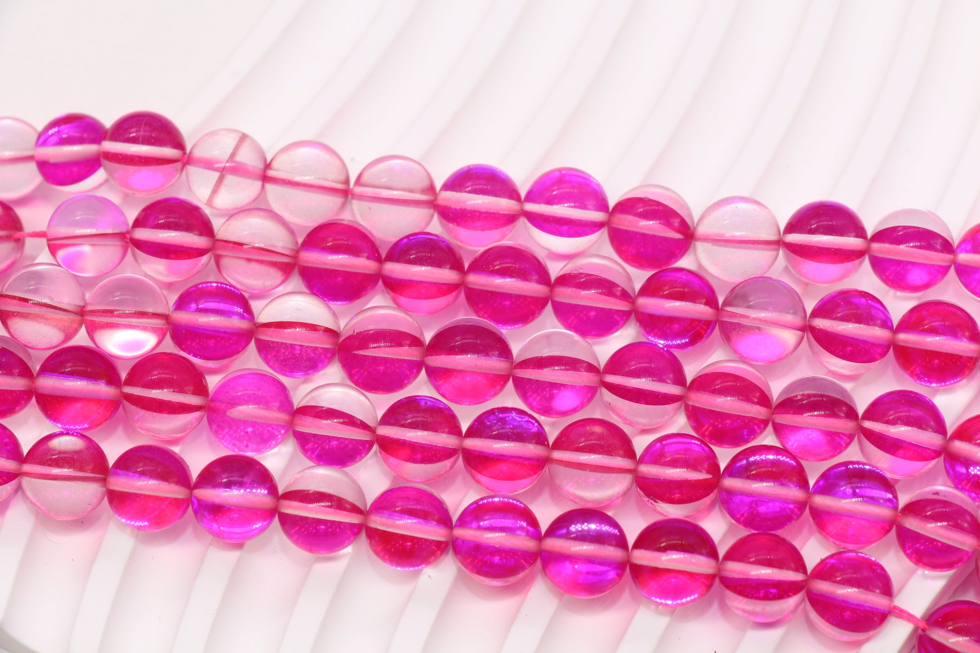 10mm Pink Moonstone Glass Beads #236