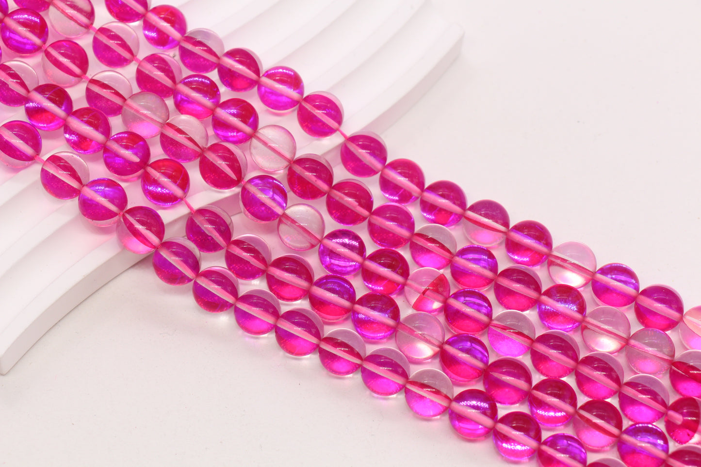 10mm Pink Moonstone Glass Beads #236