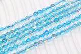 6mm Shiny Blue Moonstone Glass Beads  #261