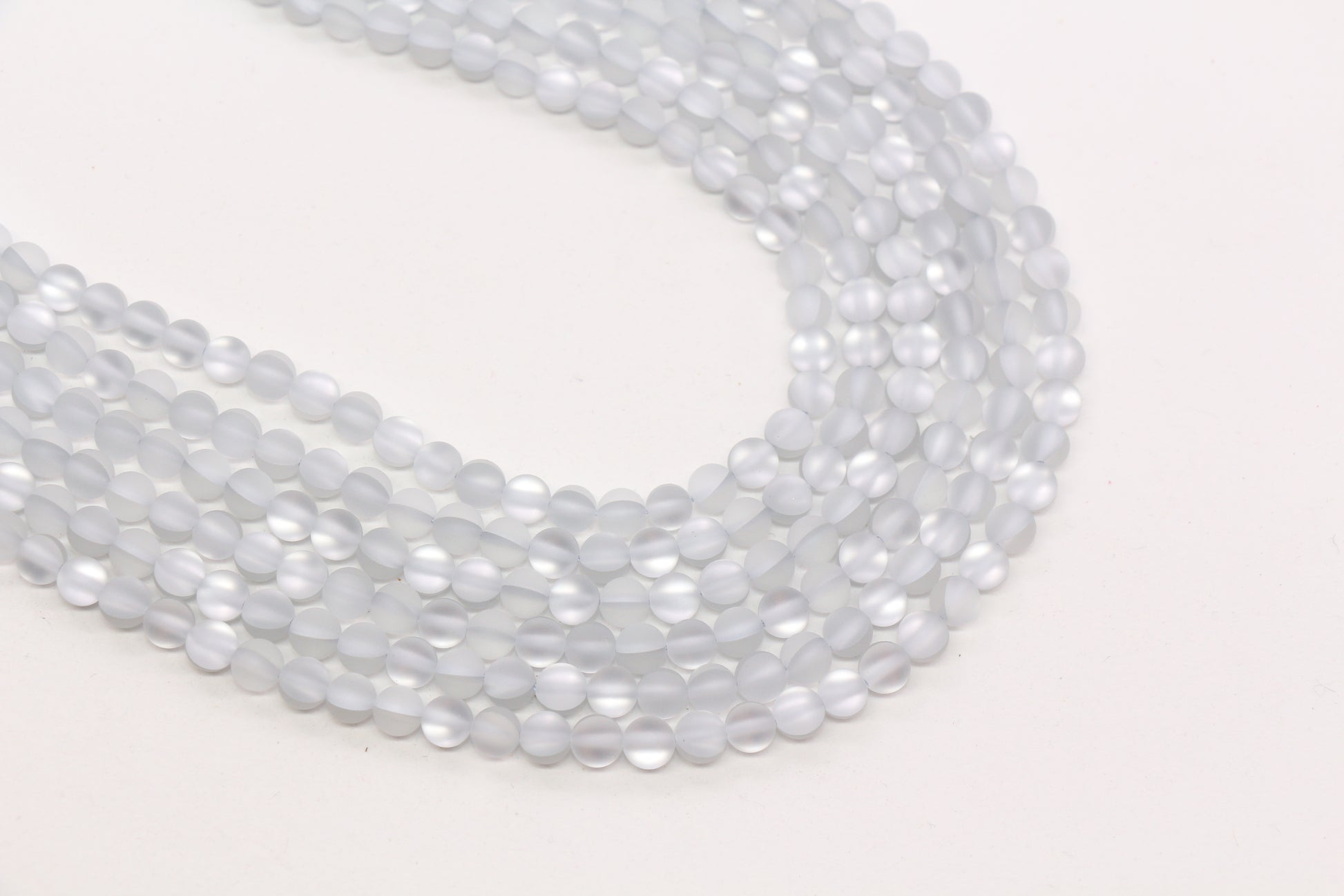 Matte Silver Gray Moonstone Glass Beads #271