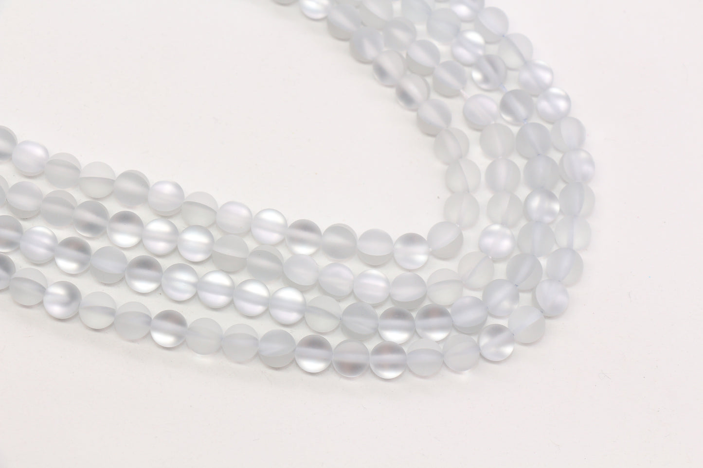 Matte Silver Gray Moonstone Glass Beads #271