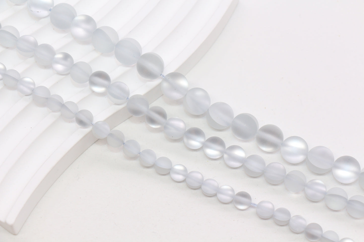 Matte Silver Gray Moonstone Glass Beads #271