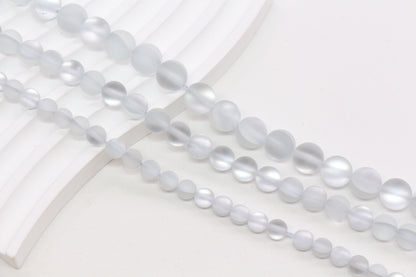 Matte Silver Gray Moonstone Glass Beads #271