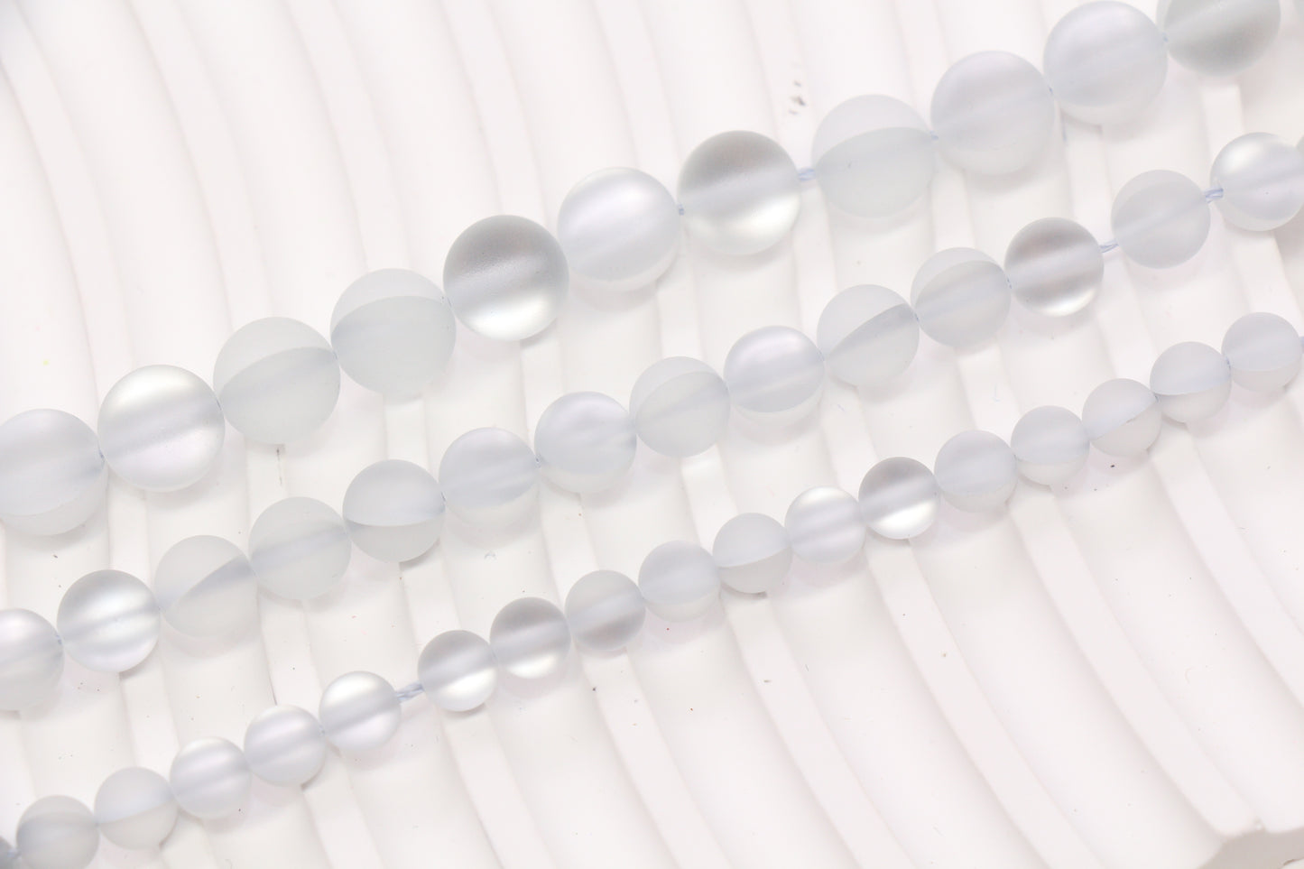 Matte Silver Gray Moonstone Glass Beads #271