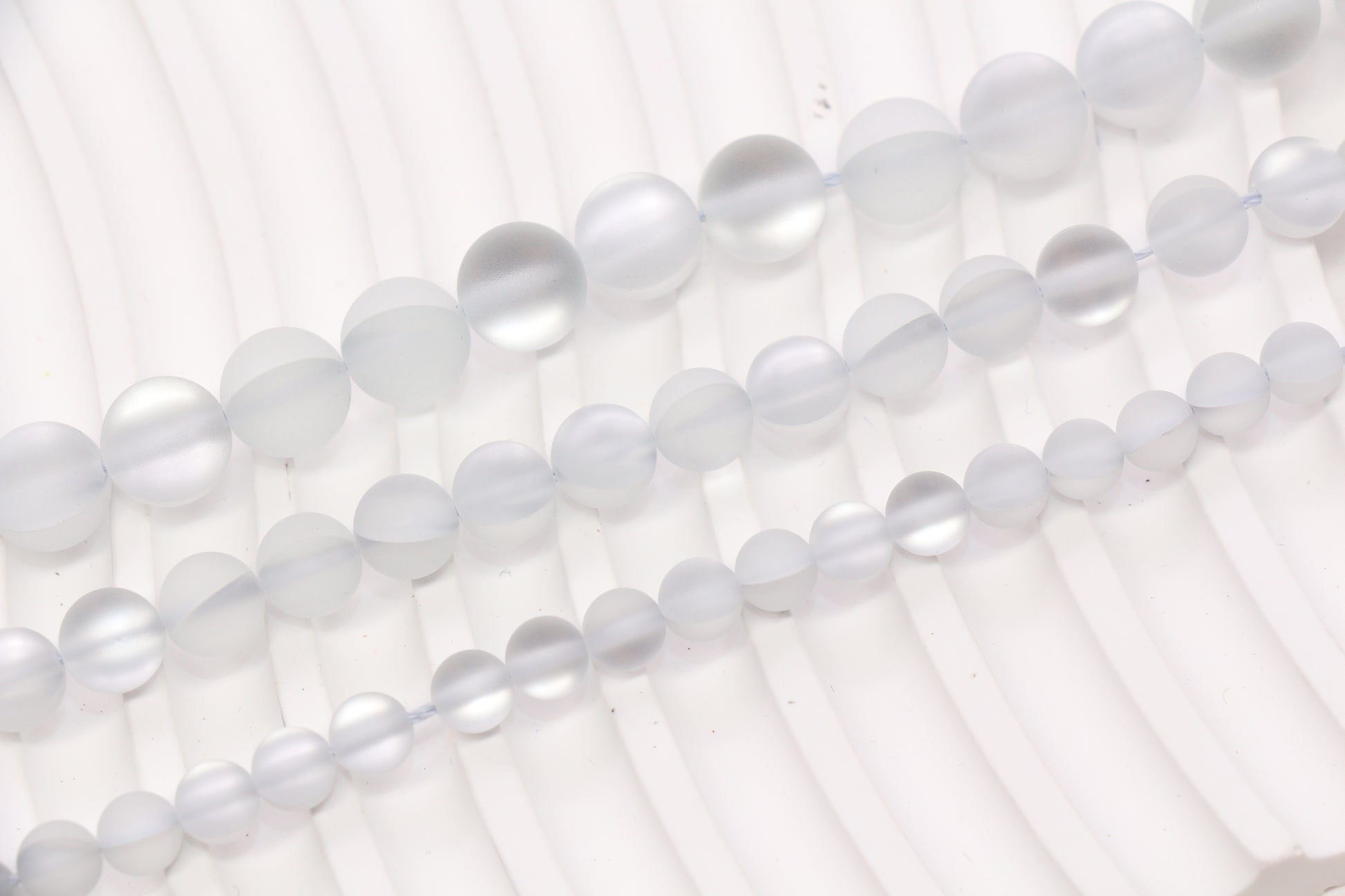 Matte Silver Gray Moonstone Glass Beads #271