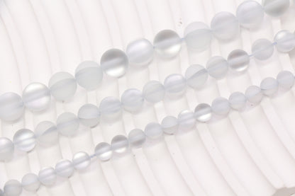 Matte Silver Gray Moonstone Glass Beads #271