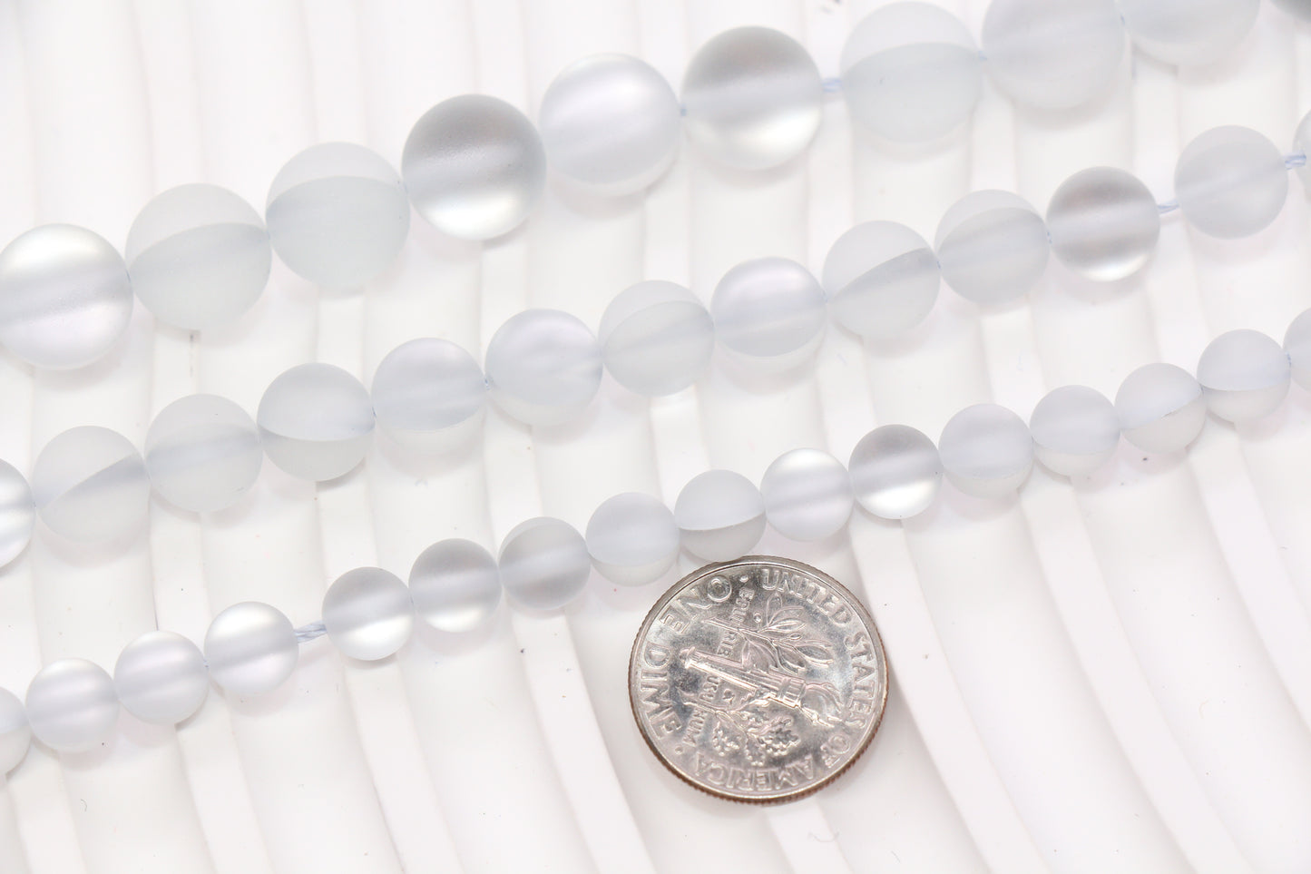 Matte Silver Gray Moonstone Glass Beads #271
