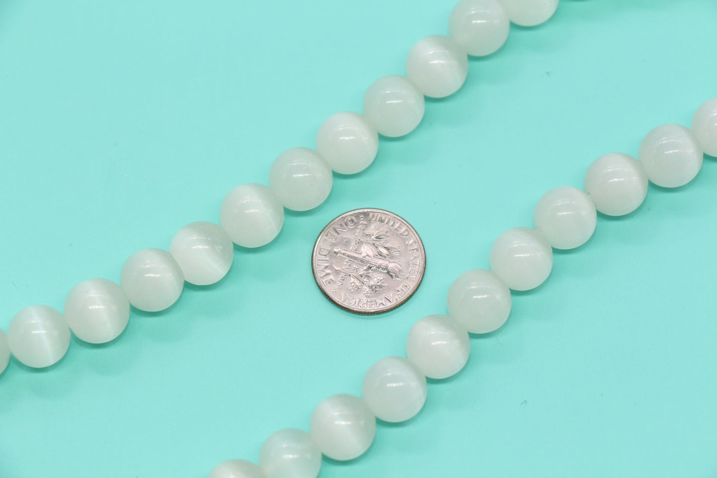 10mm Milky White Cat Eye Glass Beads #274