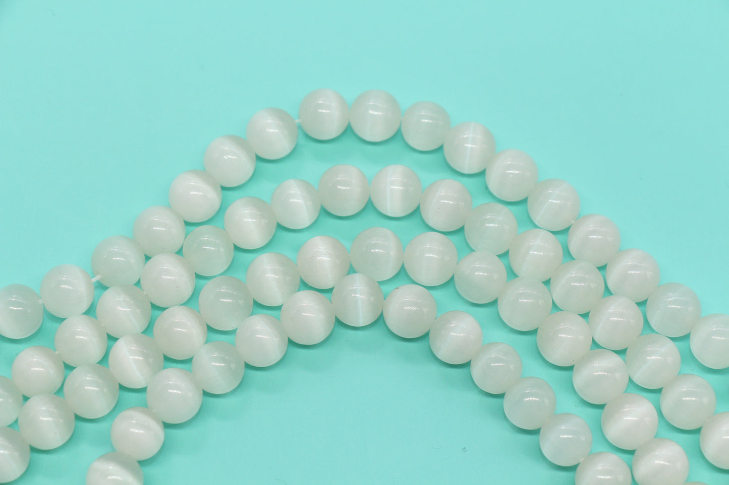 10mm Milky White Cat Eye Glass Beads #274