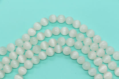 10mm Milky White Cat Eye Glass Beads #274