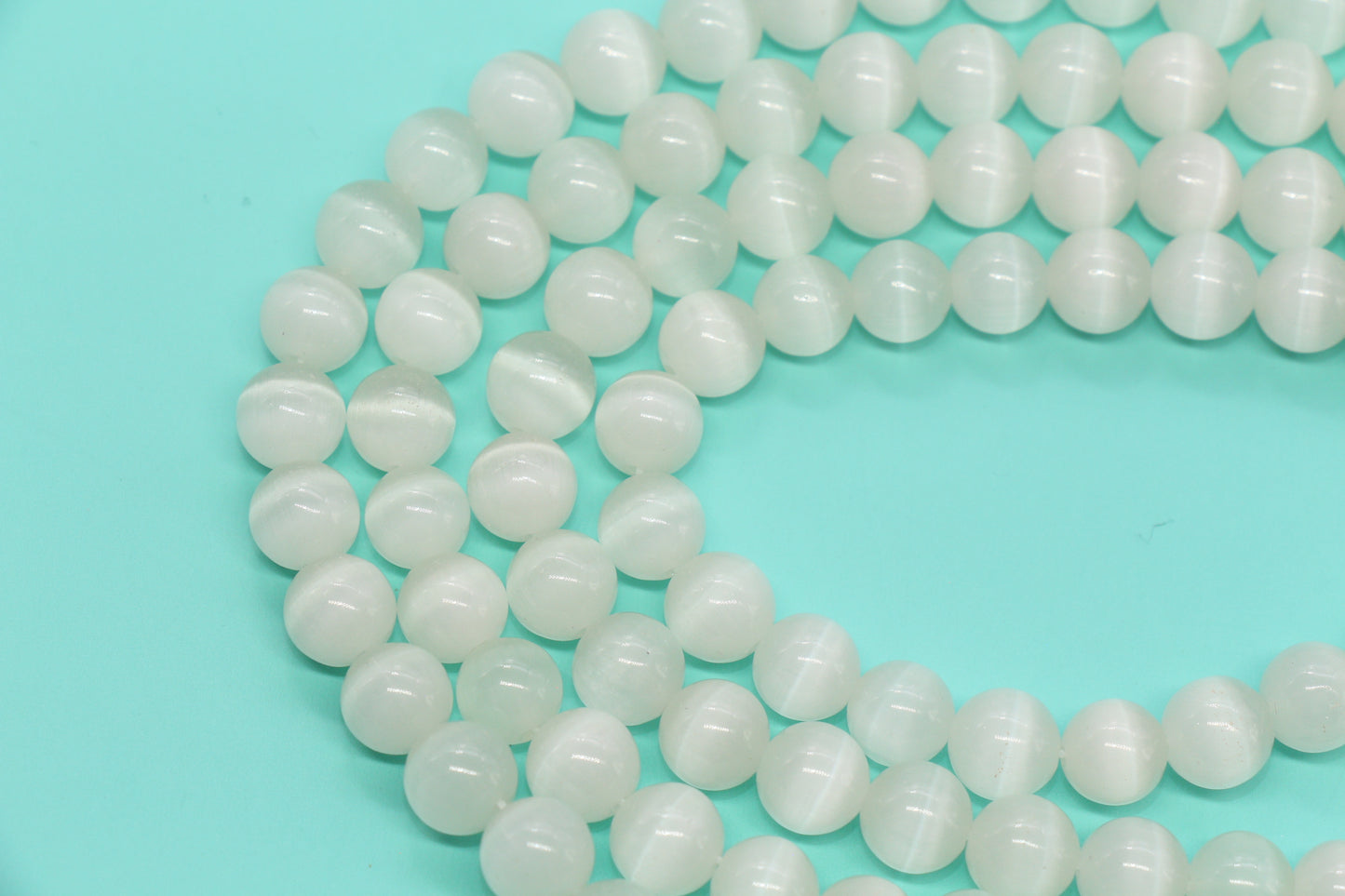 10mm Milky White Cat Eye Glass Beads #274
