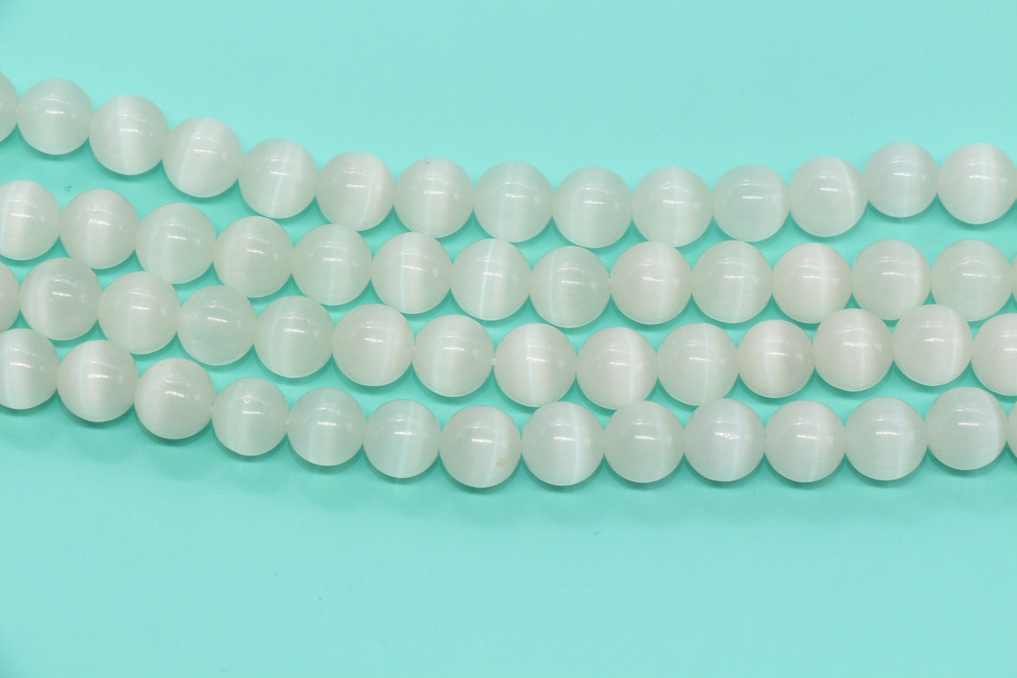 10mm Milky White Cat Eye Glass Beads #274