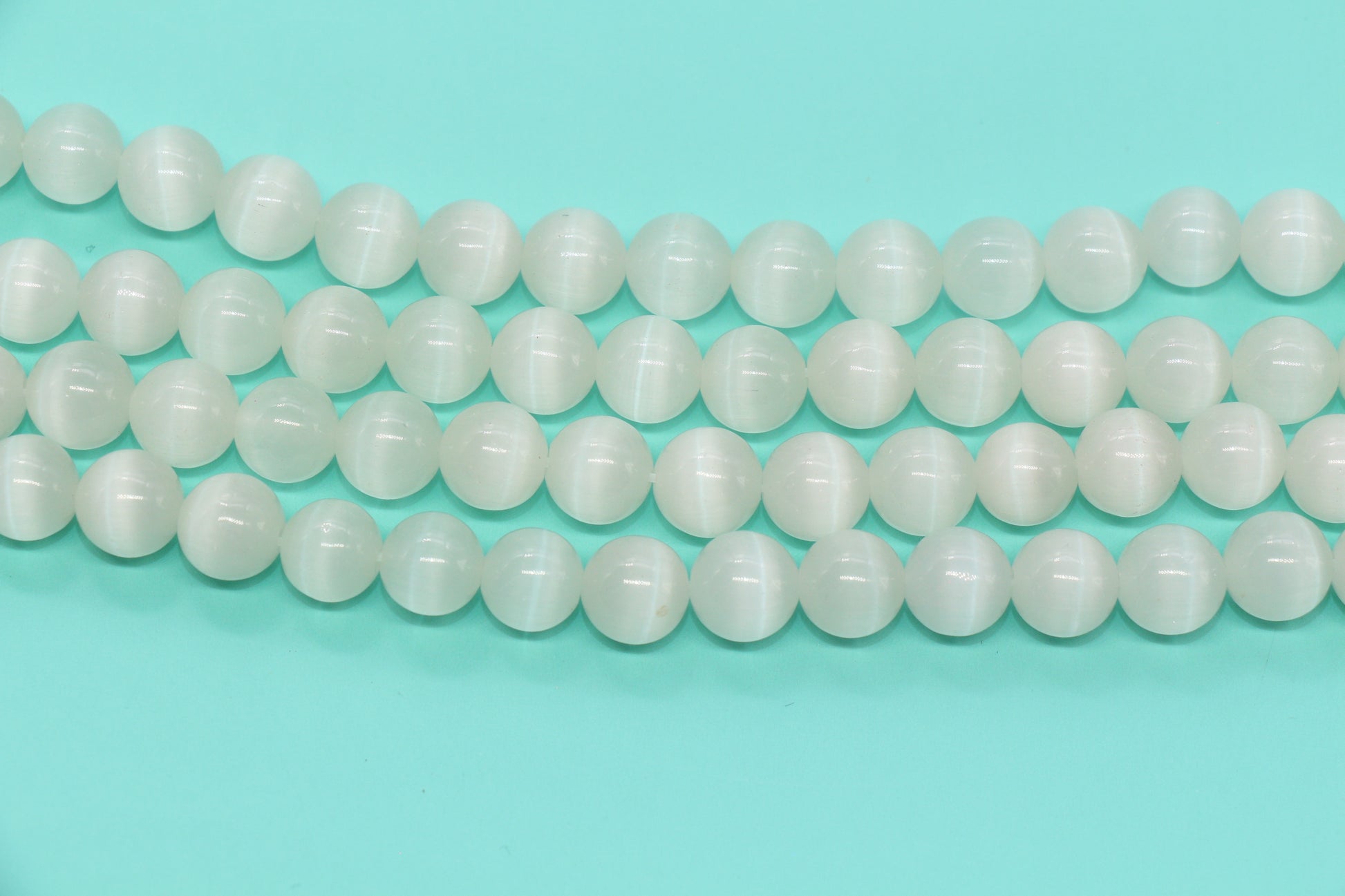 10mm Milky White Cat Eye Glass Beads #274