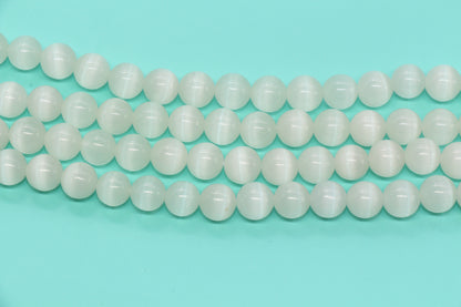 10mm Milky White Cat Eye Glass Beads #274