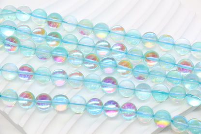 10mm Blue AB Moonstone Glass Beads #93