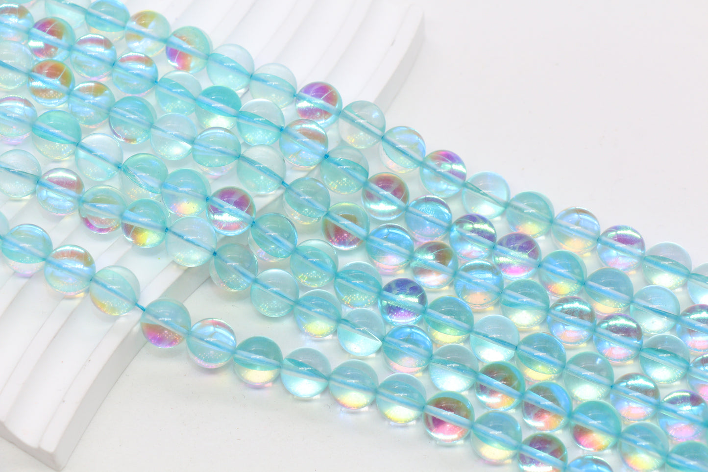 10mm Blue AB Moonstone Glass Beads #93