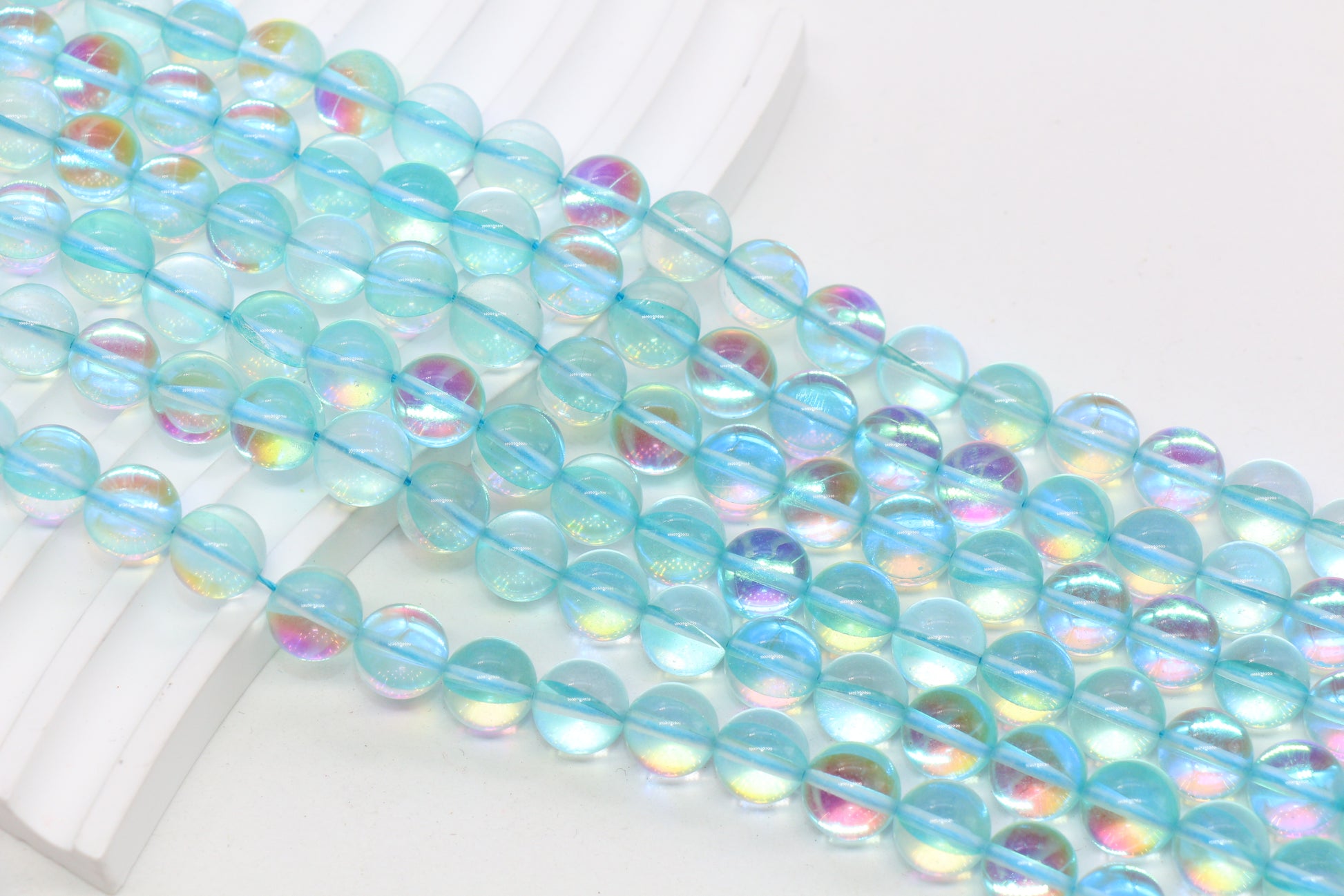 10mm Blue AB Moonstone Glass Beads #93