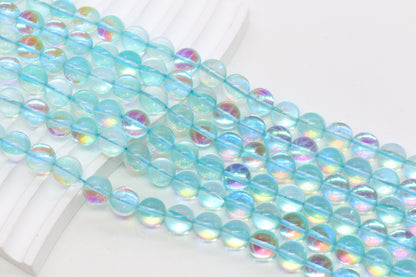 10mm Blue AB Moonstone Glass Beads #93