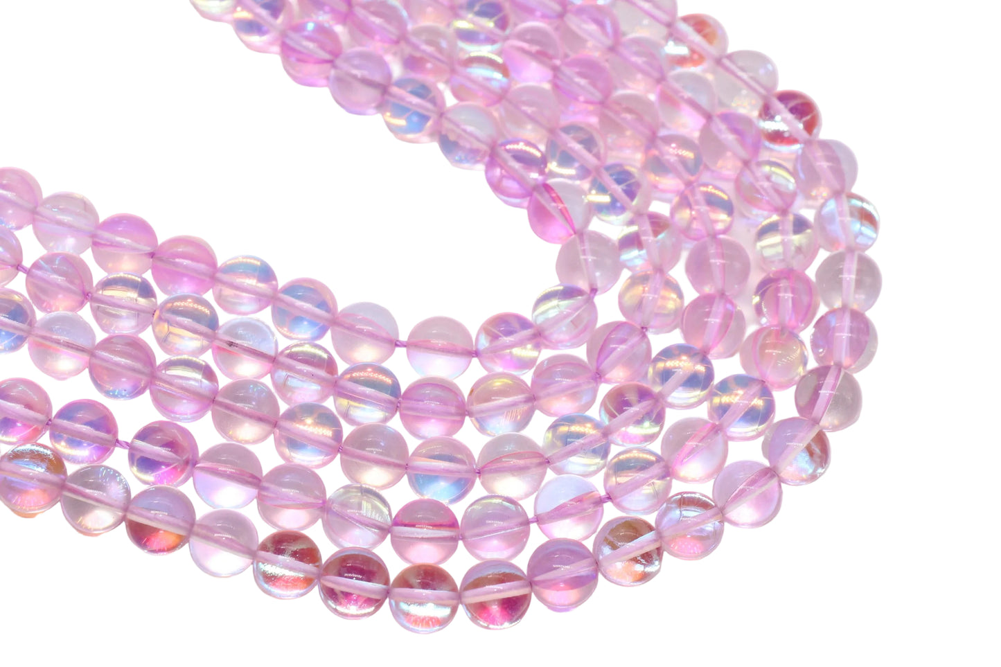 10mm Pink Moonstone Glass Beads #146