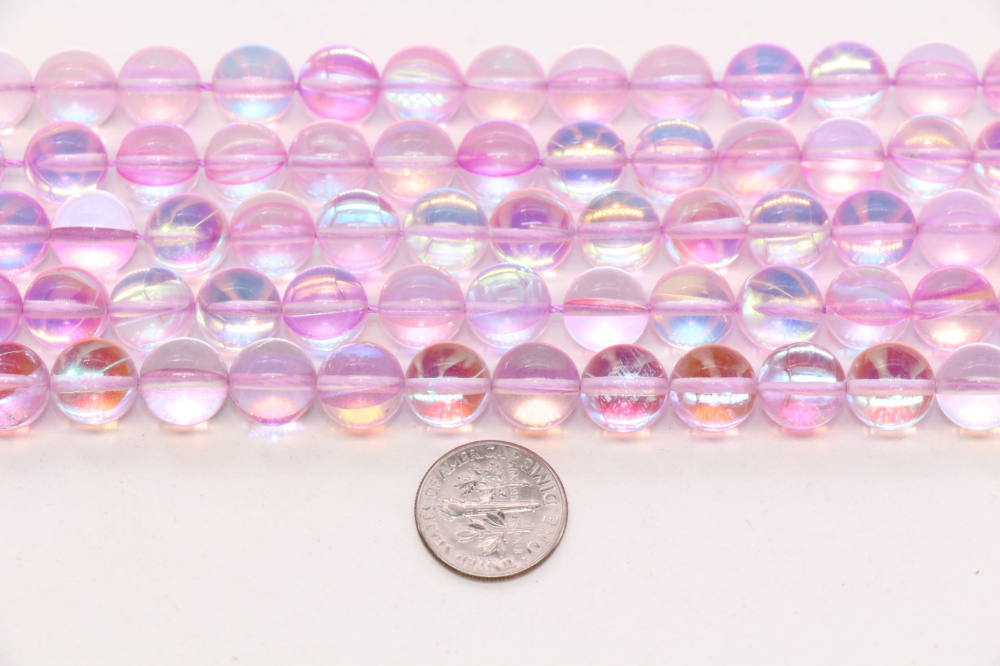 10mm Pink Moonstone Glass Beads #146