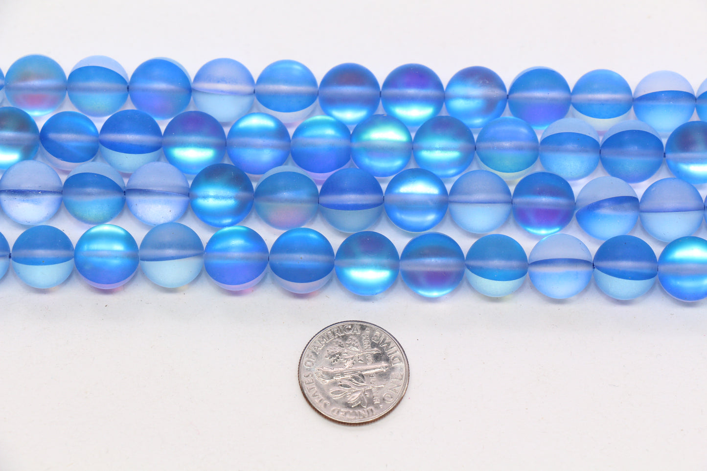 10mm Matte Blue Moonstone Glass Beads #99