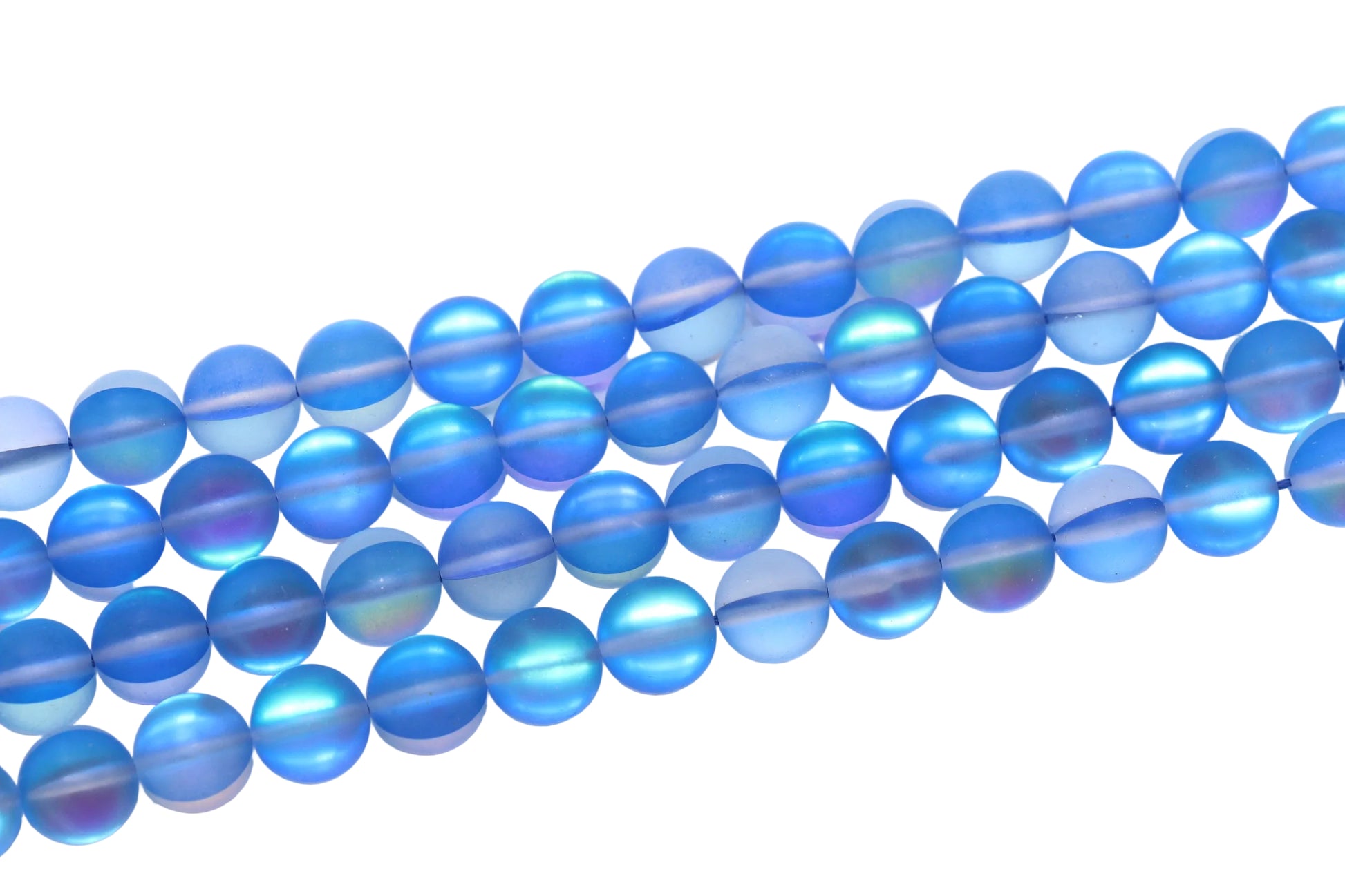 10mm Matte Blue Moonstone Glass Beads #99