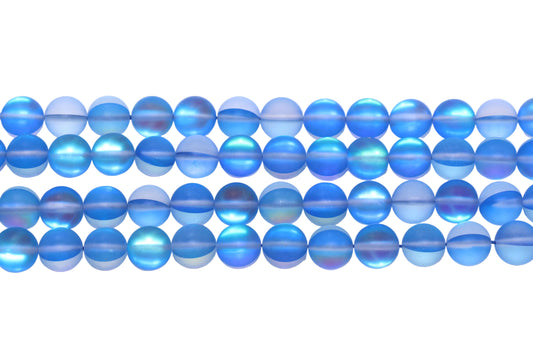 10mm Matte Blue Moonstone Glass Beads #99