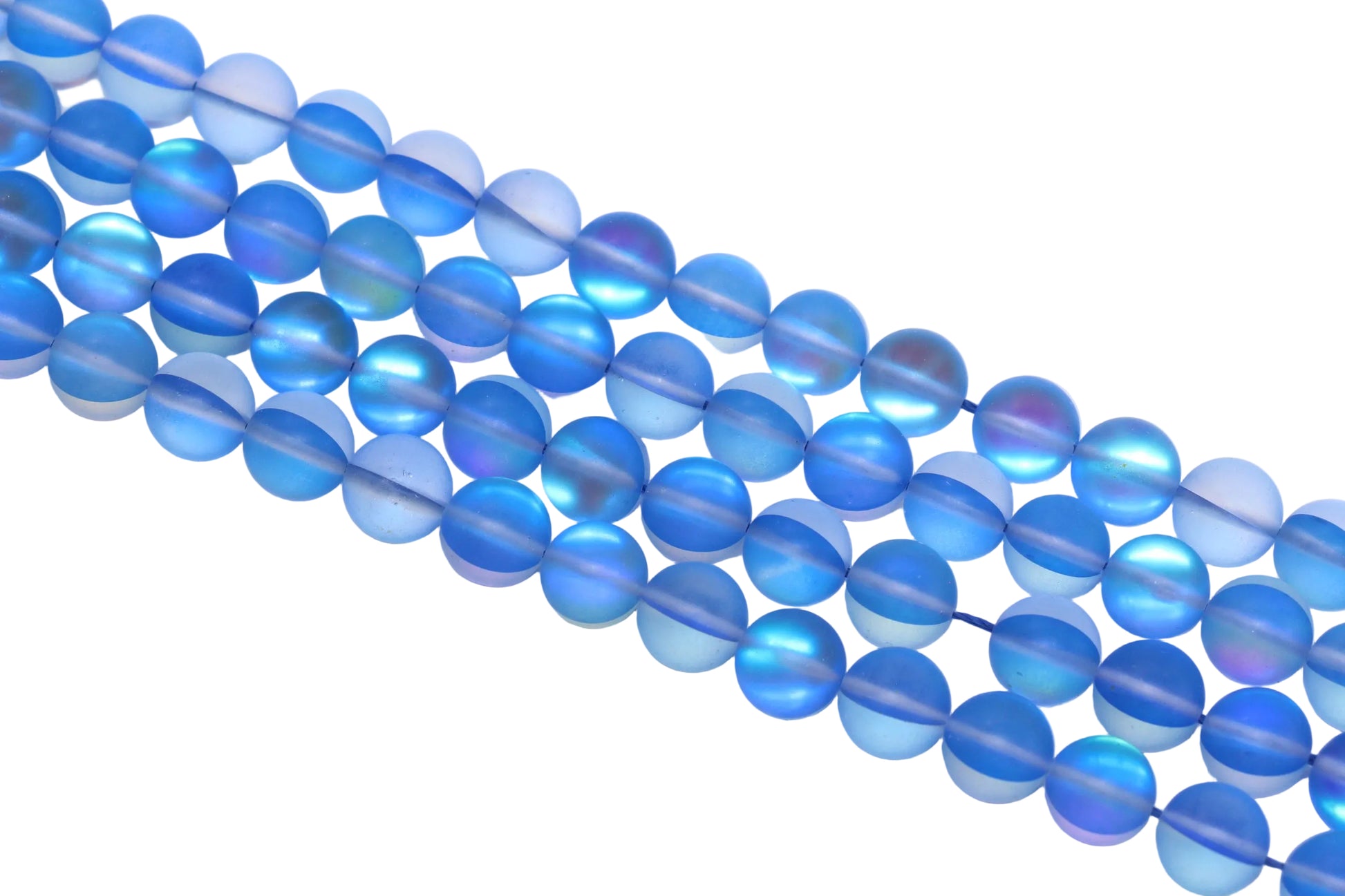 10mm Matte Blue Moonstone Glass Beads #99