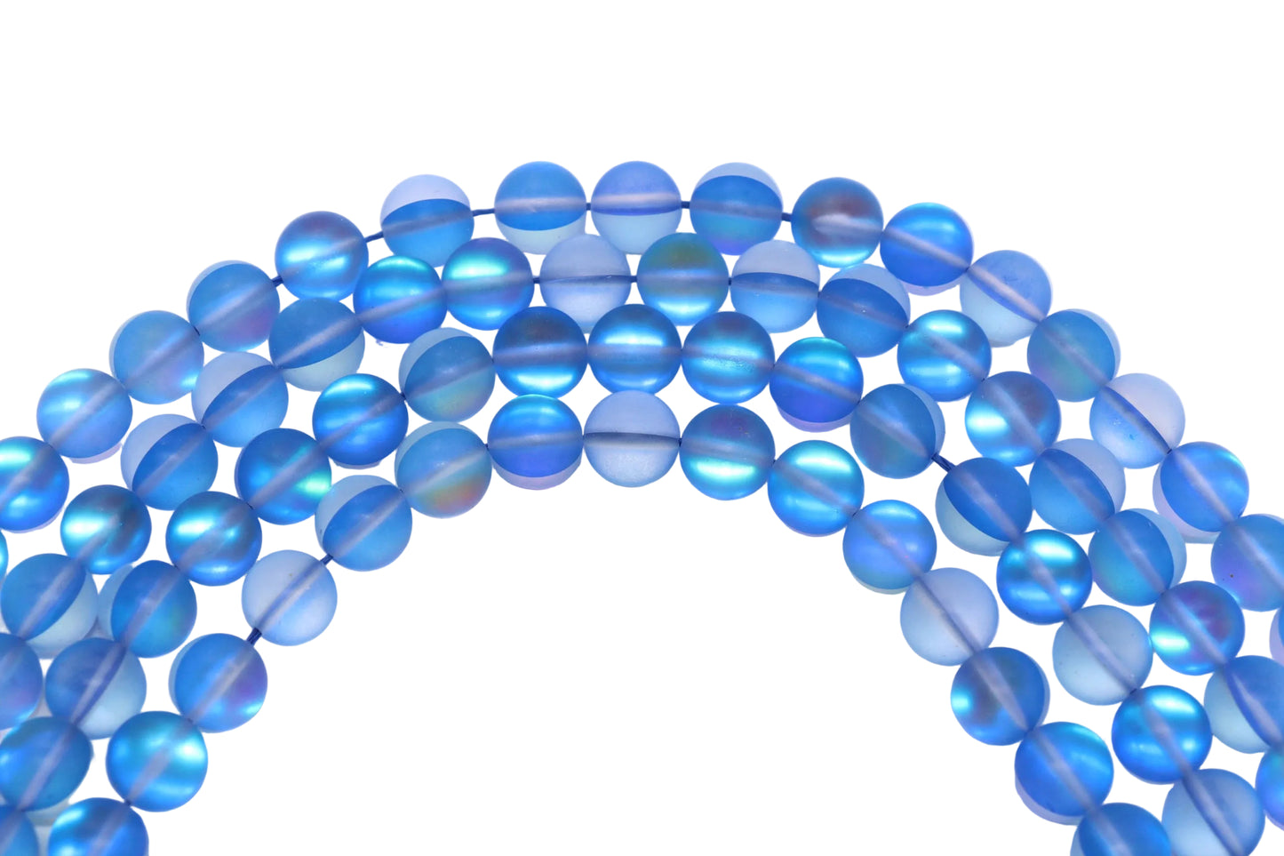10mm Matte Blue Moonstone Glass Beads #99