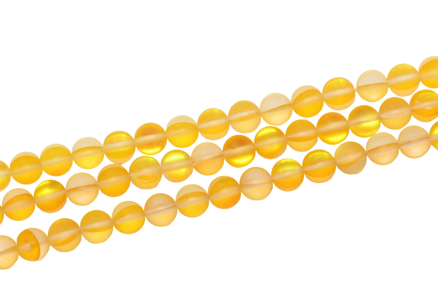 8mm Matte Yellow Moonstone Glass Beads #168