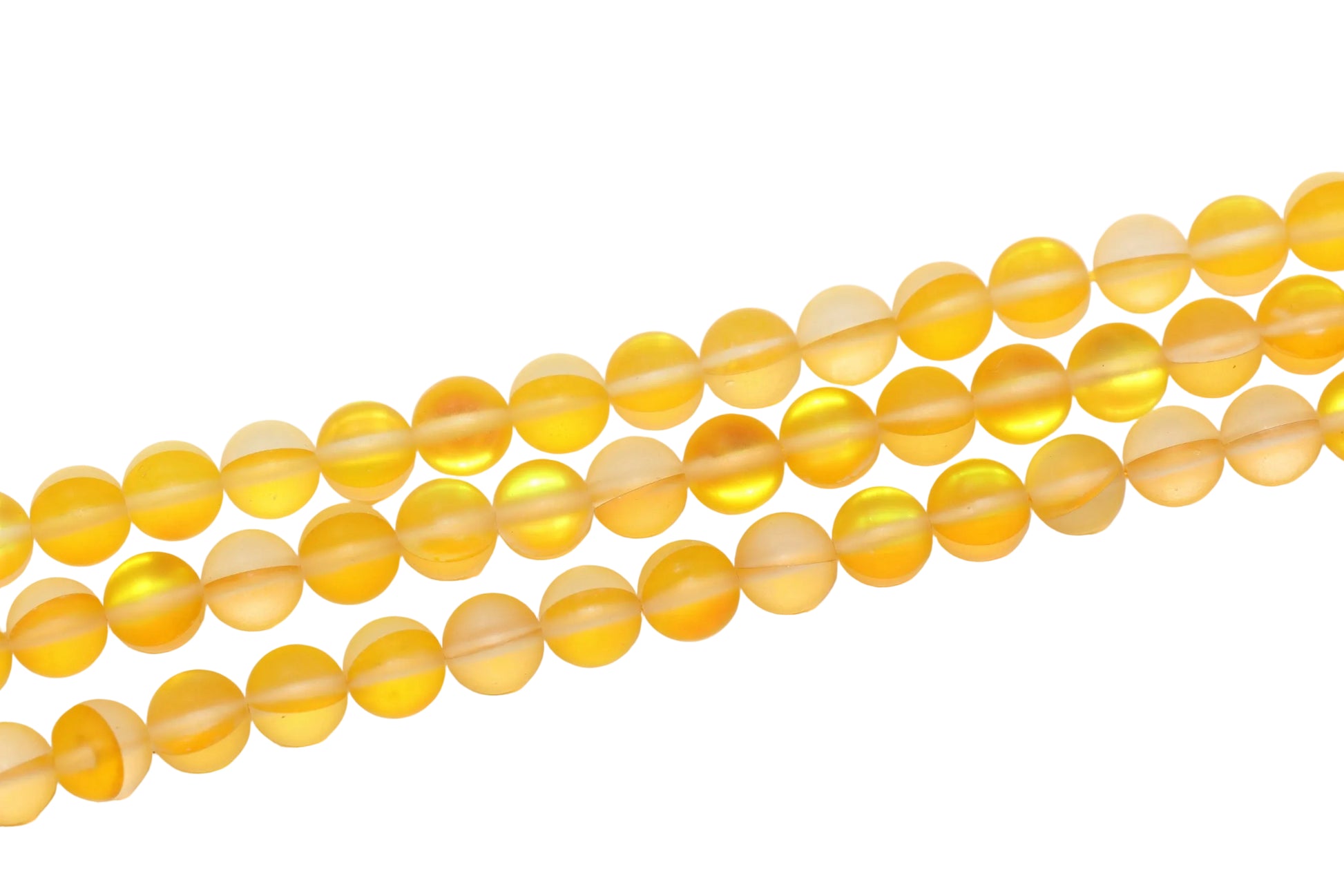 8mm Matte Yellow Moonstone Glass Beads #168