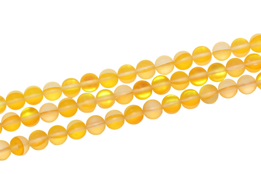 8mm Matte Yellow Moonstone Glass Beads #168