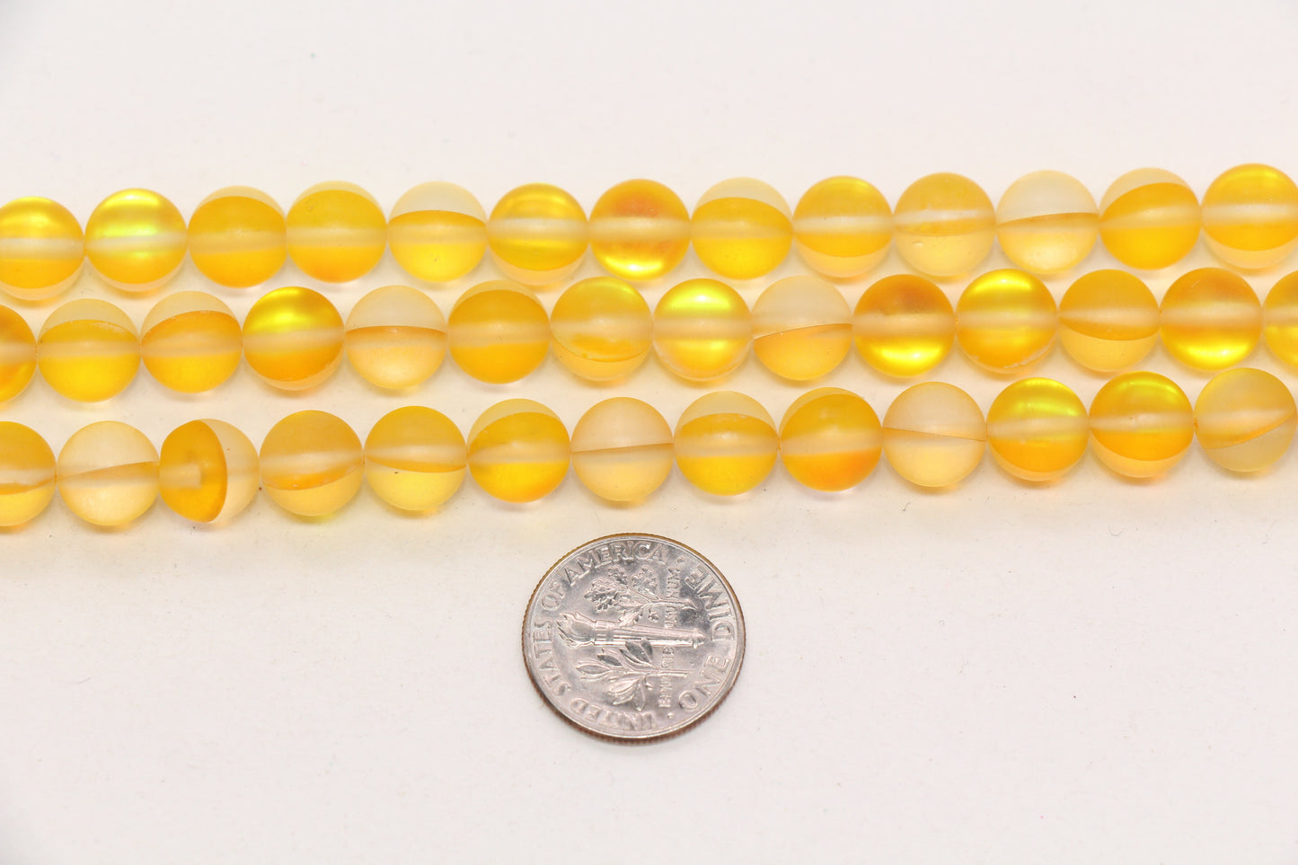 8mm Matte Yellow Moonstone Glass Beads #168