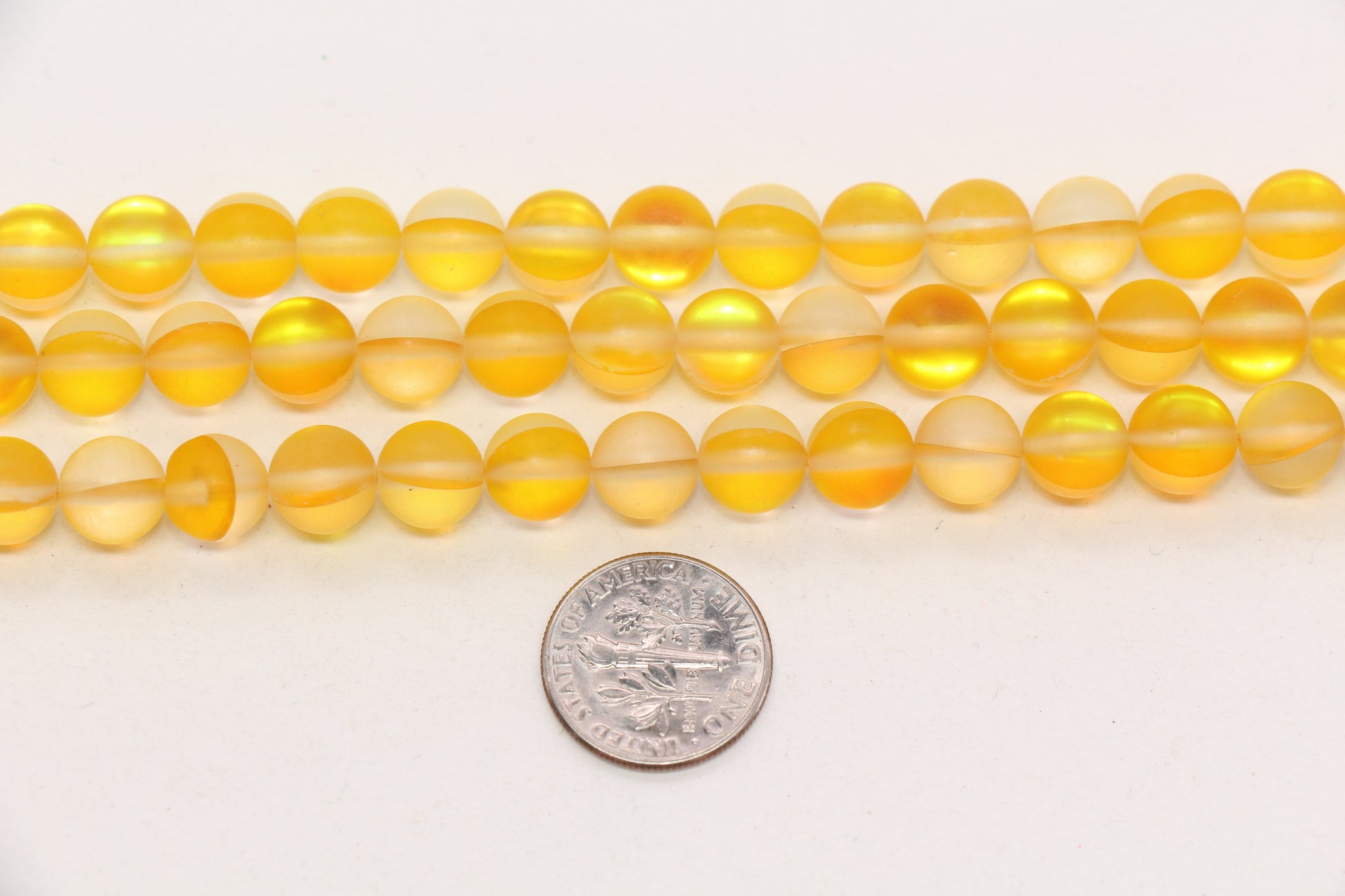 8mm Matte Yellow Moonstone Glass Beads #168