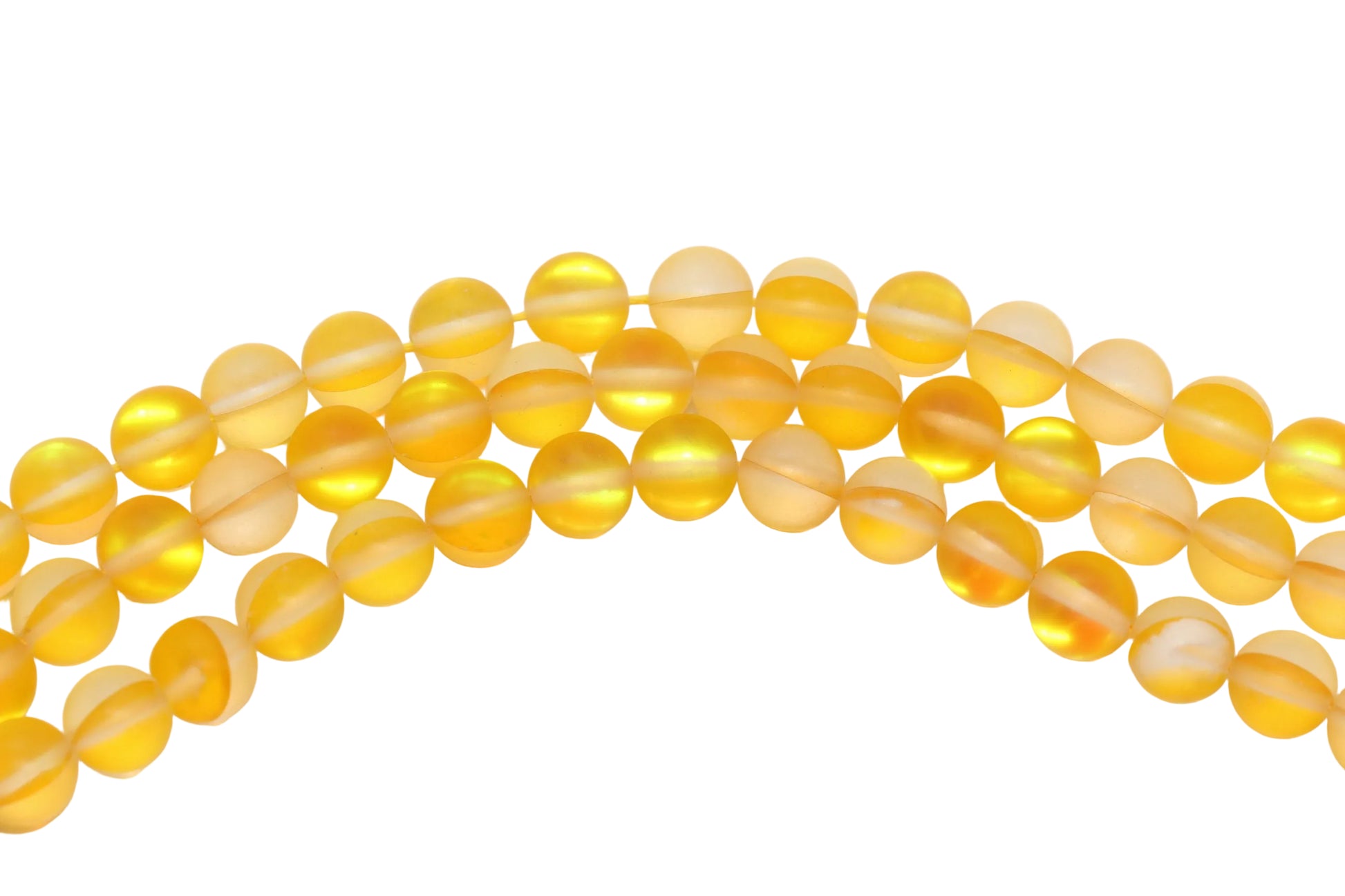 8mm Matte Yellow Moonstone Glass Beads #168