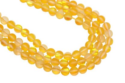 8mm Matte Yellow Moonstone Glass Beads #168