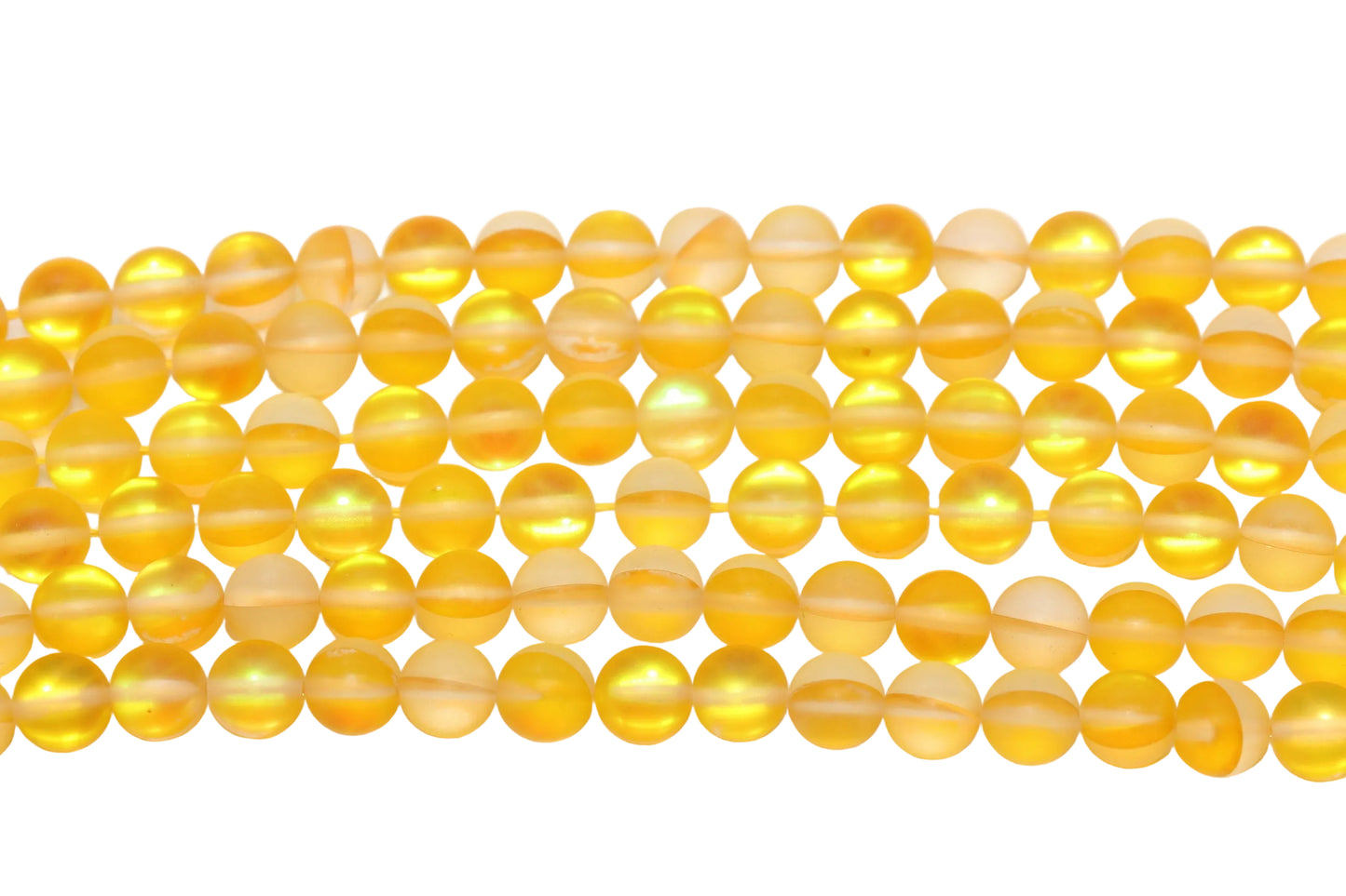 8mm Matte Yellow Moonstone Glass Beads #168