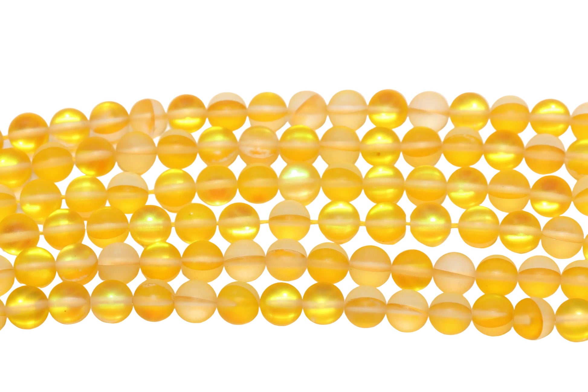 8mm Matte Yellow Moonstone Glass Beads #168
