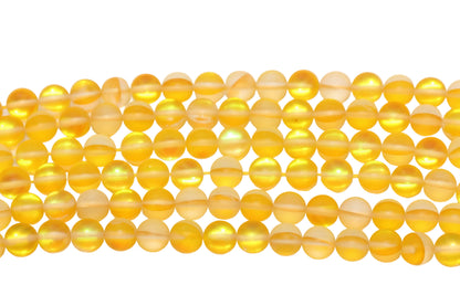 8mm Matte Yellow Moonstone Glass Beads #168