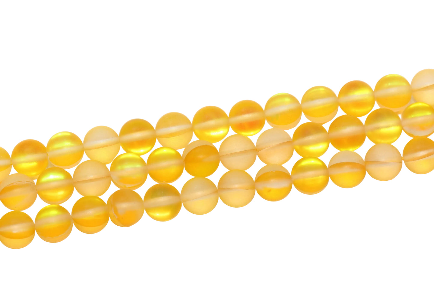 8mm Matte Yellow Moonstone Glass Beads #168