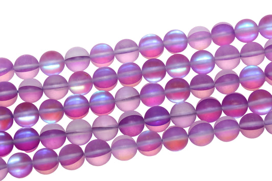 Matte Purple Moonstone Glass Beads #86