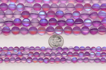 Matte Purple Moonstone Glass Beads #86