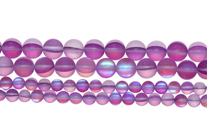 Matte Purple Moonstone Glass Beads #86